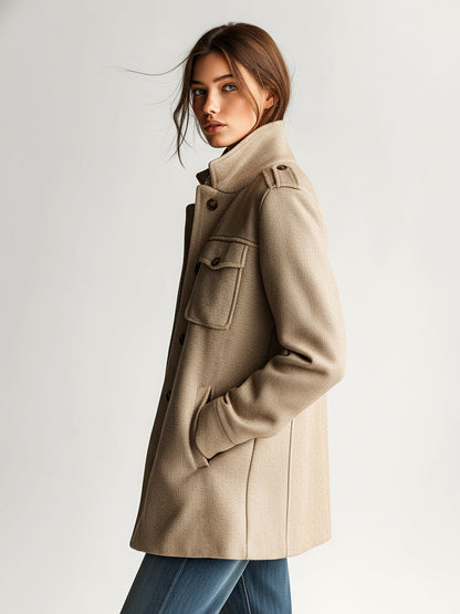 Eileen wool-blend stand-collar short coat