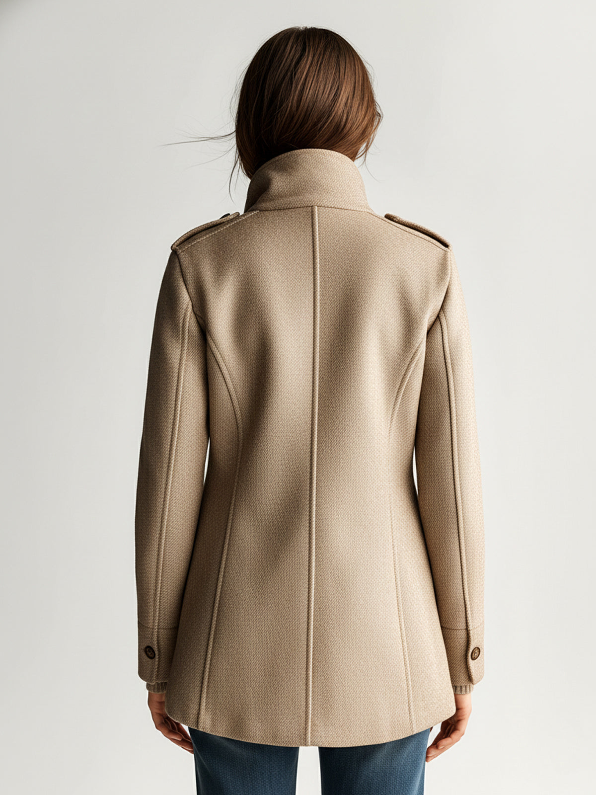 Eileen wool-blend stand-collar short coat