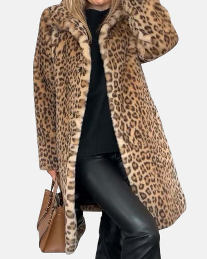 Leia long soft leopard print coat