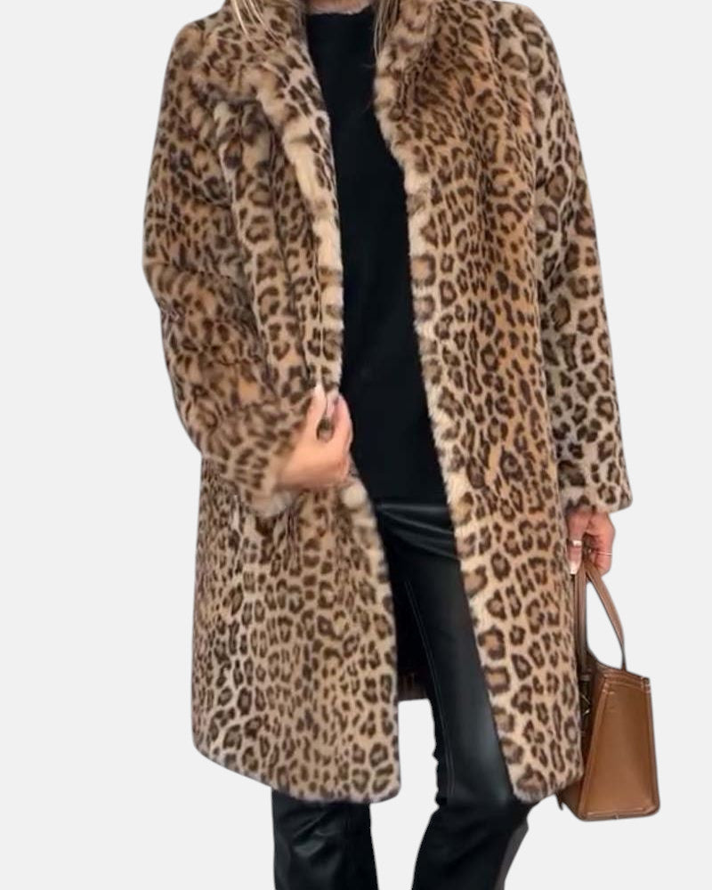 Leia long soft leopard print coat