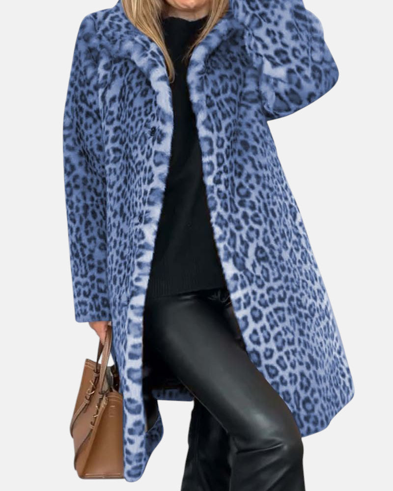 Leia long soft leopard print coat