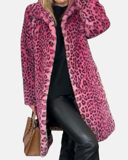 Leia long soft leopard print coat