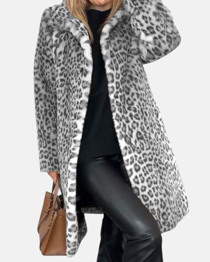 Leia long soft leopard print coat