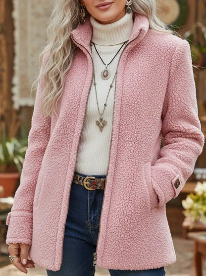 Chanelle full-zip lambswool-feel stand-collar jacket