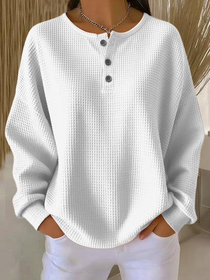 Teresa cozy waffle henley sweatshirt