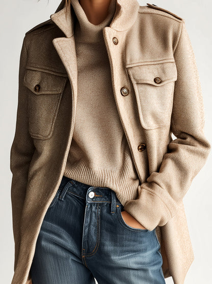 Eileen wool-blend stand-collar short coat