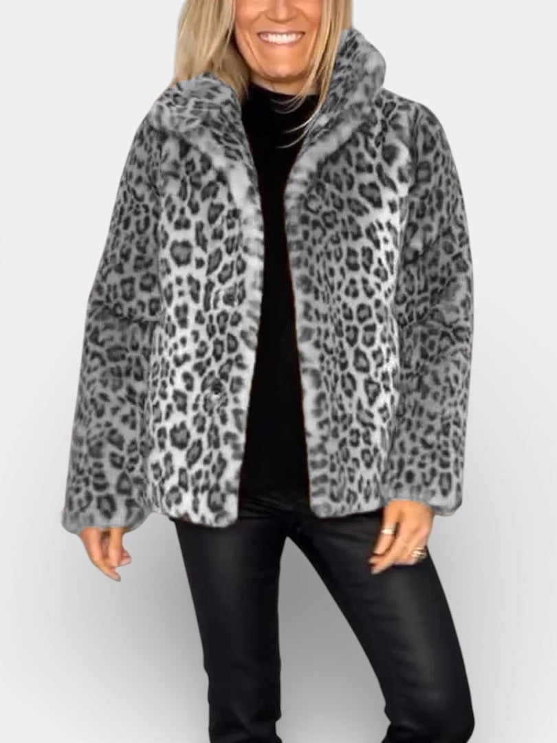 Leia long soft leopard print coat
