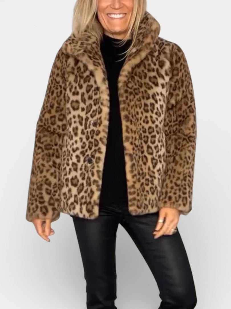 Leia long soft leopard print coat