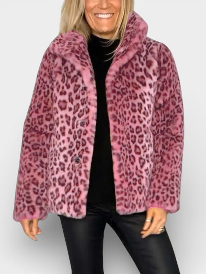 Leia long soft leopard print coat