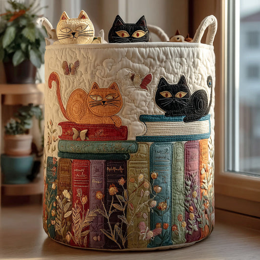 Cat Parade quilted laundry basket