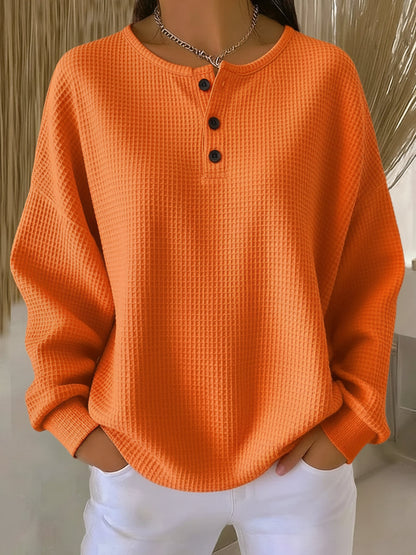 Teresa cozy waffle henley sweatshirt