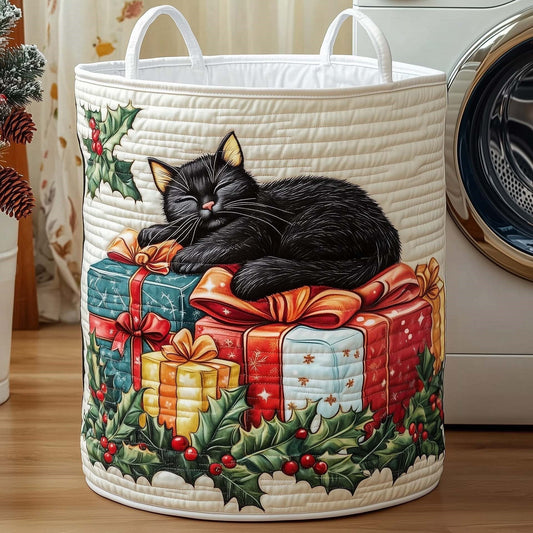 Christmas Catnap quilted laundry basket