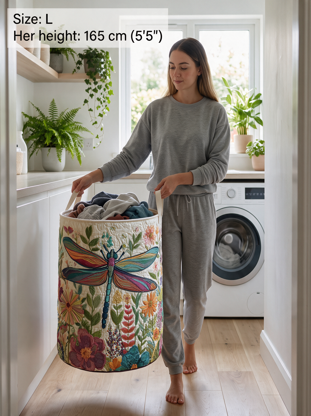 Dragonfly Garden quilted laundry basket