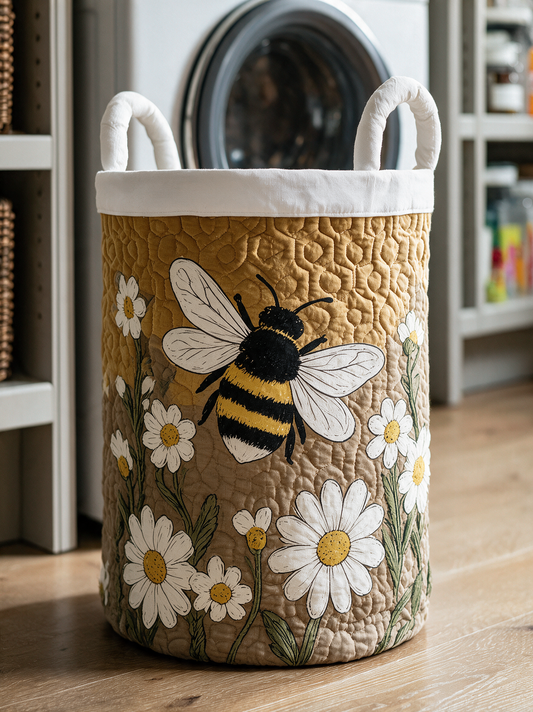 Bee quilted laundry basket