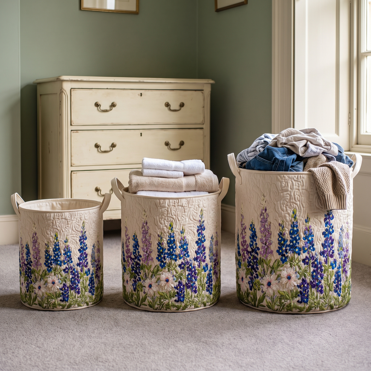Wildflower State Magic quilted laundry basket