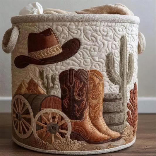 Western Boots and Cactus quilted laundry basket