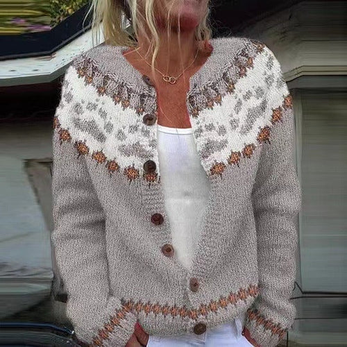 Margaret fair isle button cardigan in dove grey