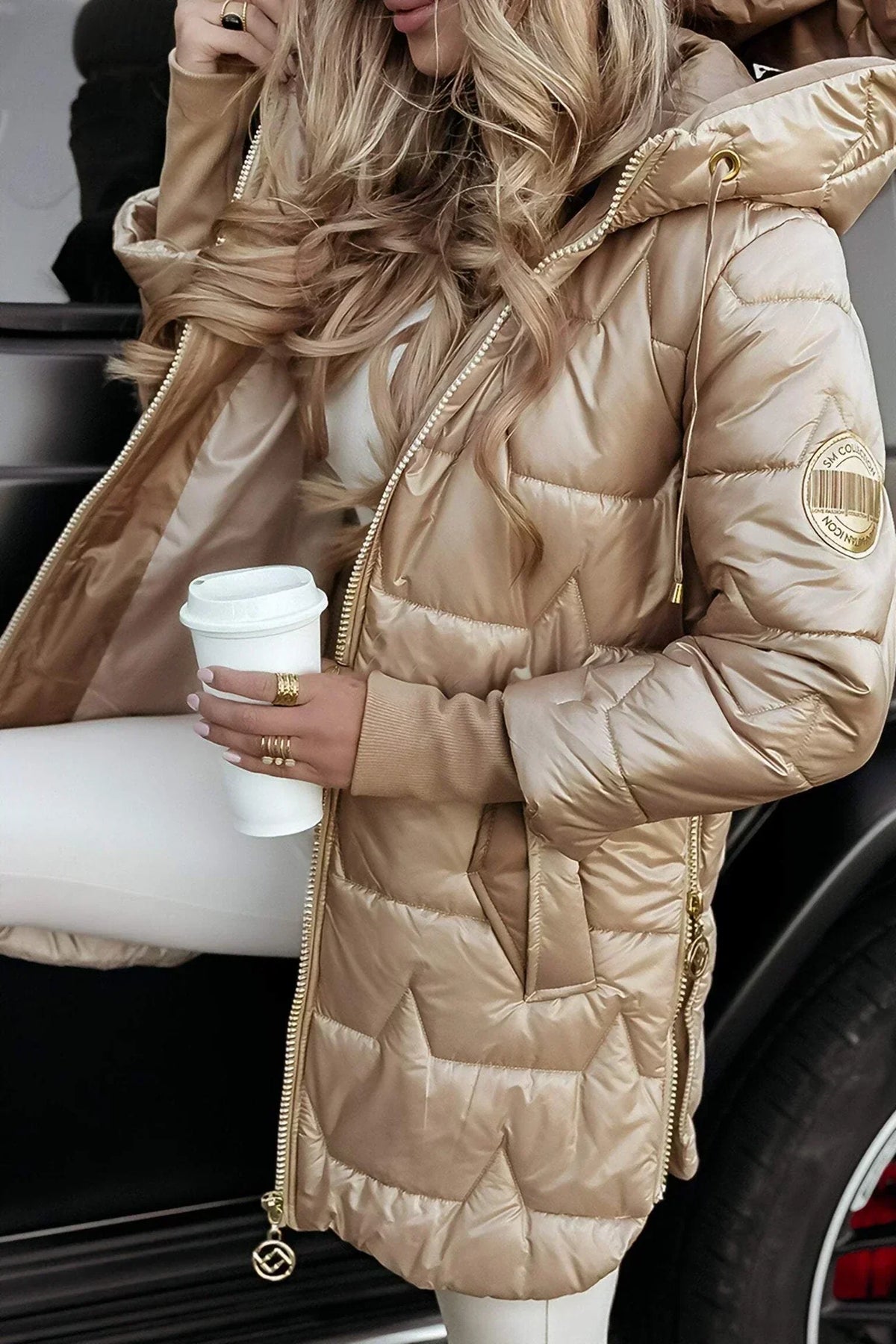 Leviana long quilted jacket