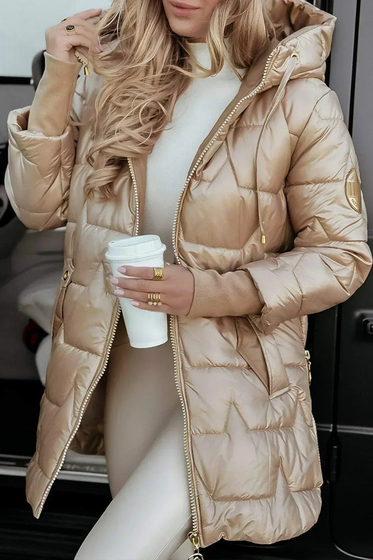 Leviana long quilted jacket