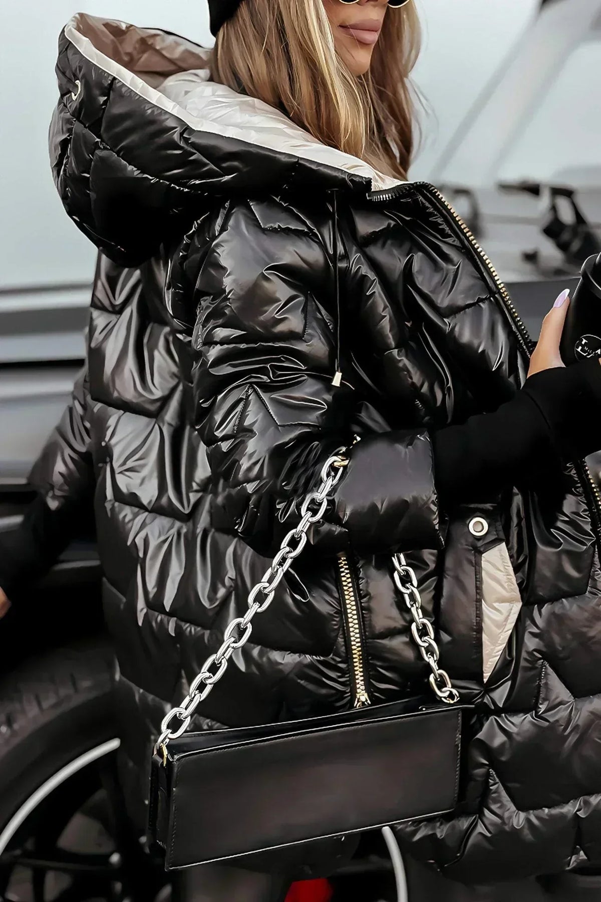 Leviana long quilted jacket