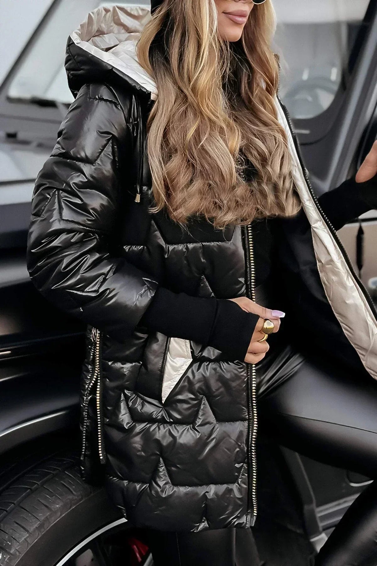 Leviana long quilted jacket