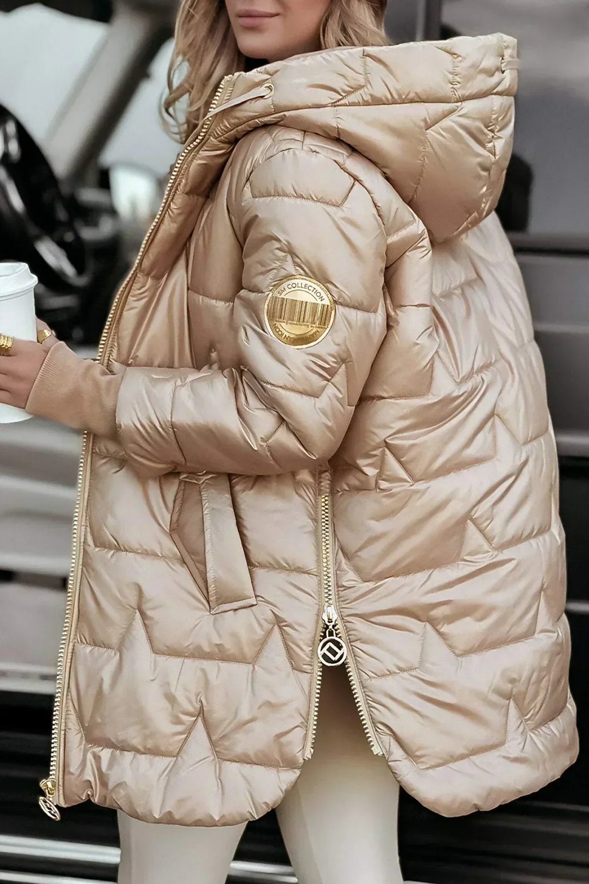 Leviana long quilted jacket
