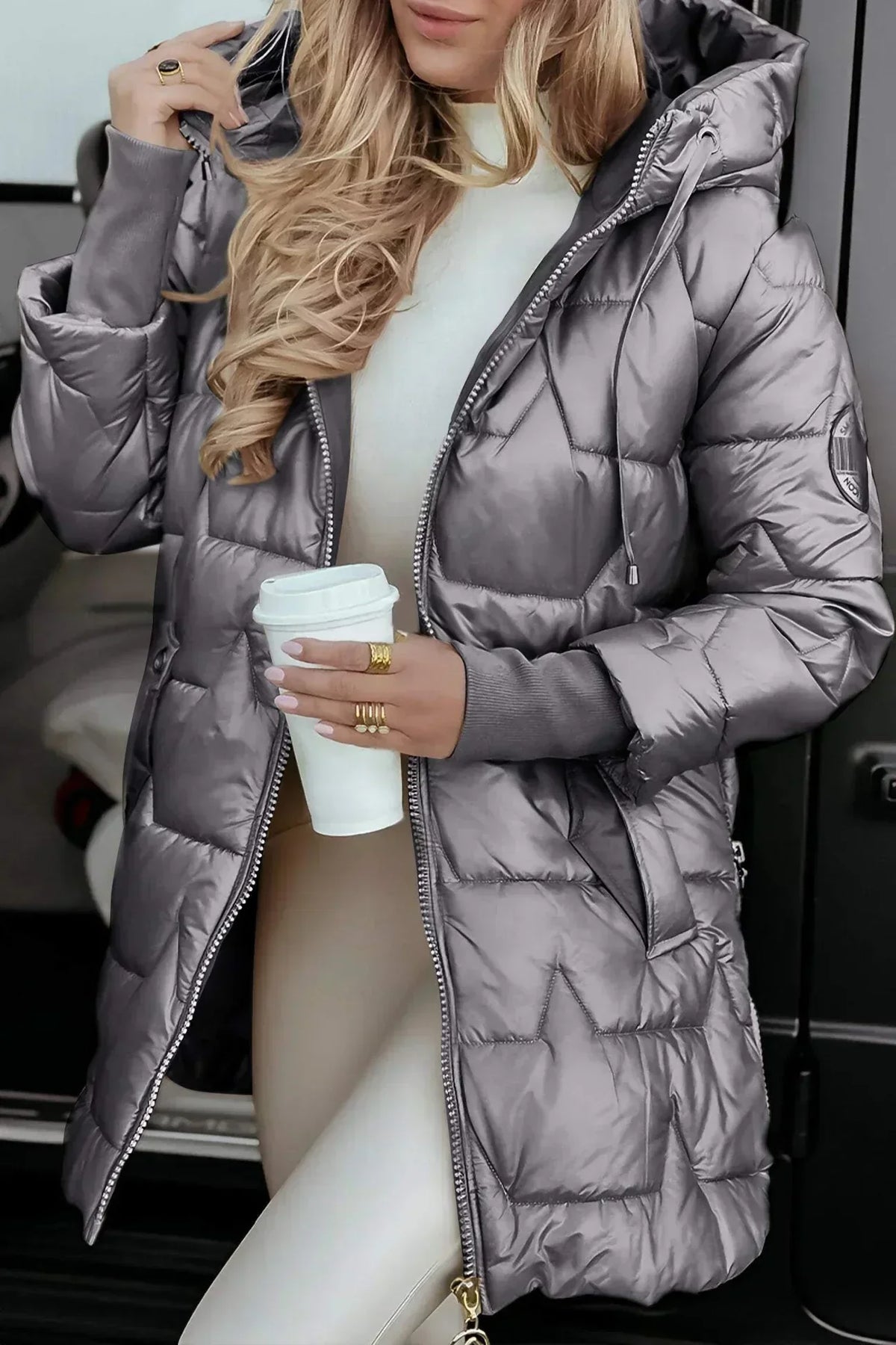 Leviana long quilted jacket