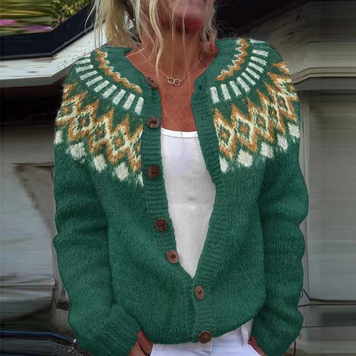 Frances fair isle button cardigan in emerald