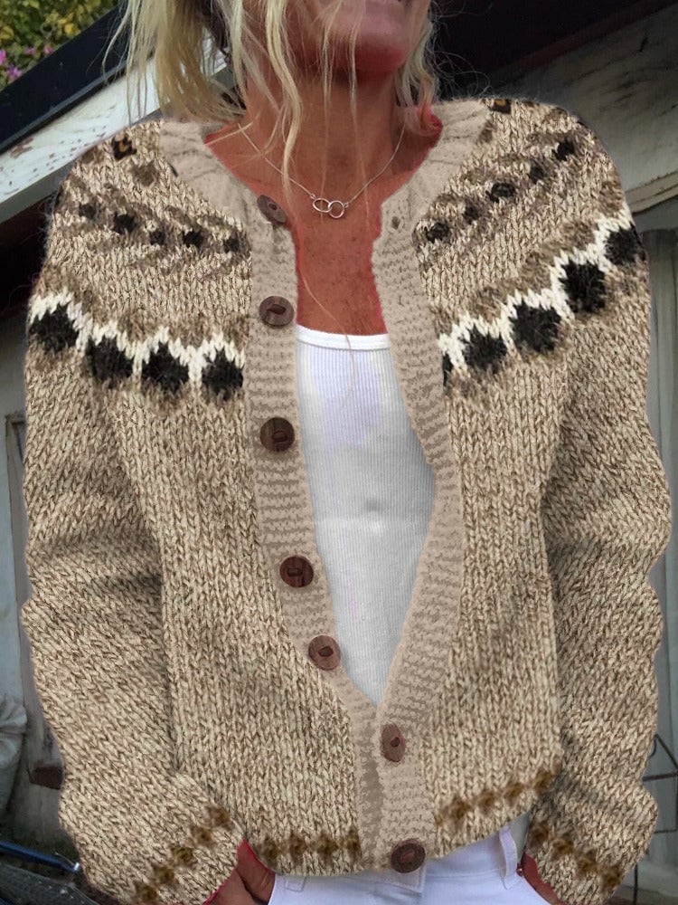 Sandra fair isle button cardigan in oatmeal