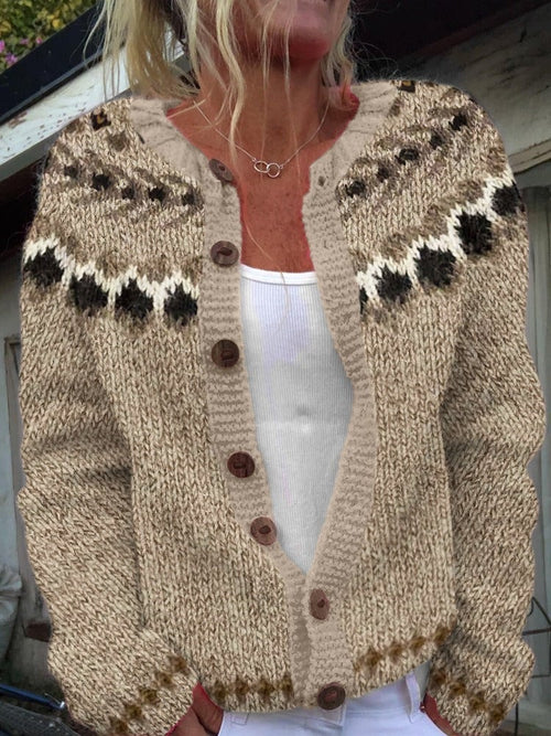 Sandra fair isle button cardigan in oatmeal