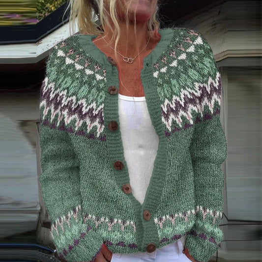 Janet fair isle button cardigan in sage
