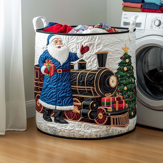 Santa Christmas Express quilted laundry basket