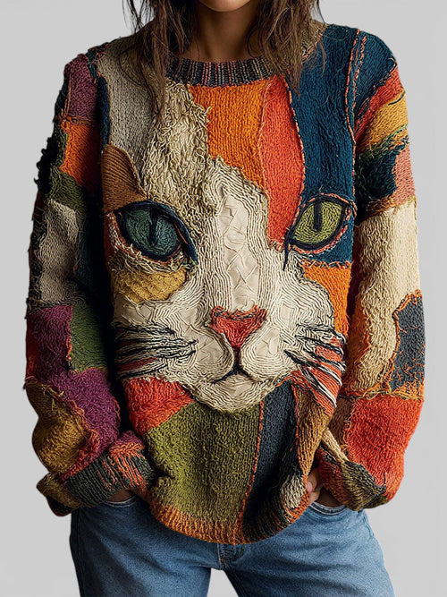 Lorraine artistic cat print top